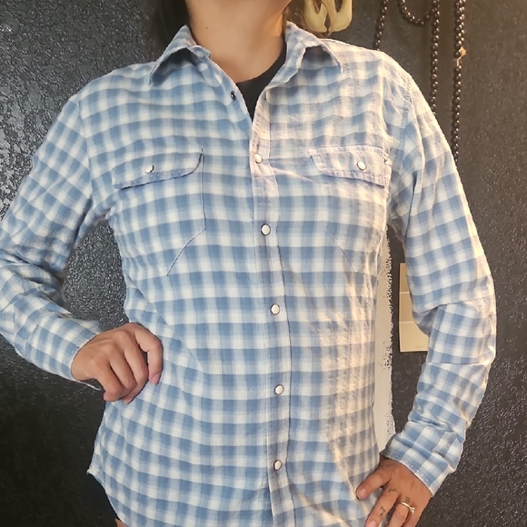 Other - House Of Howe Blue Checkered Cowboy Shirt